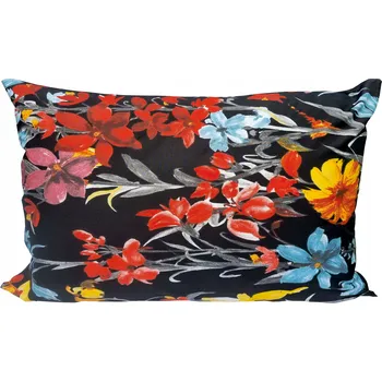 Povlak na polštářek Bavlněný povlak na polštář s květinami červeno-žlutý 50x60 cm, černý bavlněný na spaní