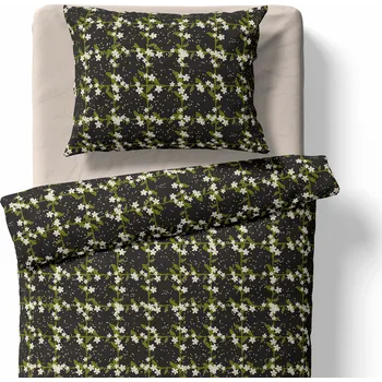 Povlečení Lamatex Povlečení pro dospělé – Květiny čtverce – černá