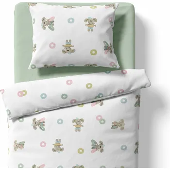 Povlečení Lamatex Dětské povlečení do postýlky – Sloníci – bílá