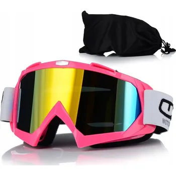 Motocyklové brýle MOTOKROSOVÉ BRÝLE UNIT ČERVENÉ DUHOVÉ SKLO NA MOTORKU CROSS QUAD ATV