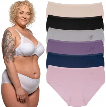 Kalhotky DÁMSKÉ BAVLNĚNÉ KALHOTKY S VYSOKÝM PASEM KALHOTKY VYSOKÝ PAS 2XL/3XL 7-BALENÍ