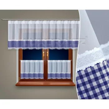 Voál Mabel káro modrý - 50 x 140 cm