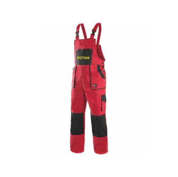 ON-DESIGN Montérkové laclové kalhoty s potiskem Velikost: 56, Barva: červená