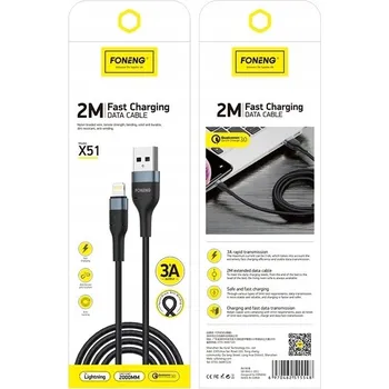 Datový kabel Kabel FONENG USB - Apple Lightning 2 m černý