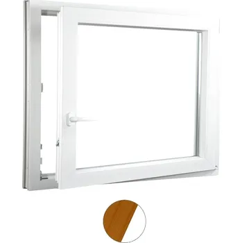 Okno ALUPLAST Plastové okno jednokřídlo dekor/bílé 90x60 Barva: Oregon/bílá, Otvírání: Pravé, Zasklení: Dvojsklo Ug= 1,1