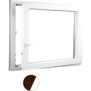 Okno ALUPLAST Plastové okno jednokřídlo dekor/bílé 100x60 Barva: Tmavý dub/bílá, Otvírání: Pravé, Zasklení: Dvojsklo Ug= 1,1