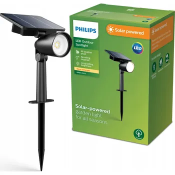 Venkovní osvětlení Solární zahradní lampa, reflektor, LED, IP44, černá Ashlyn Philips