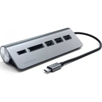 USB hub Satechi Aluminium – USB-C hub (čtečka micro/SD karet, 3x USB-A) (prostorový prostor)