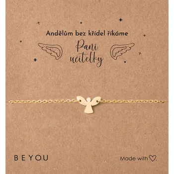Náramek Dárková karta pro paní učitelku a náramek Andílek zlatý