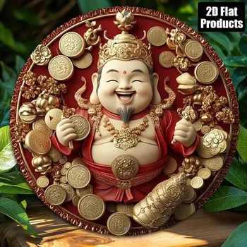 Plechová cedule BAF Kovová kulatá cedule Boha bohatství. Průměr 20 cm