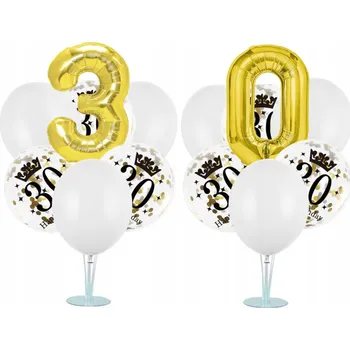 Balónek Sada balónků dekorace balónková na stojanu 30. narozeniny, bílo-zlatá