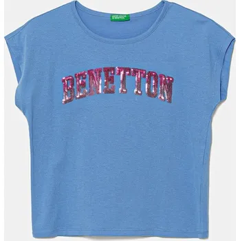 Dětská móda Dětské bavlněné tričko United Colors of Benetton 3I1XC10P1.G.Seasonal modrá 55X, vel. 122