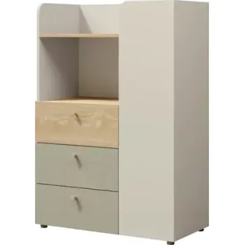 Dětský pokoj Vysoká komoda Yuva R7 béžová/dub/eukalyptus - SLEVA 3% s kodem radost25