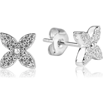 Náušnice Stříbrné náušnice kytičky se zirkony - Meucci SE457