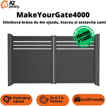 brána Make Your Gate 4000 - hliníková brána do 4m vjezdu, kterou si sestavíte sami