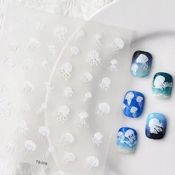Samolepky na nehty 3D Samolepící konvexní vzory MEDÚZY