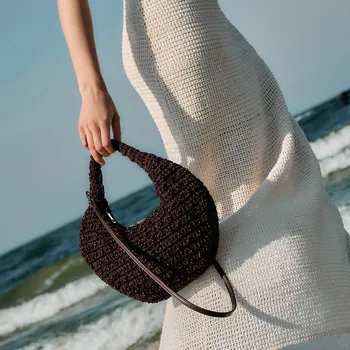 Kabelka Reserved - Pletená kabelka s korálky - tmavě hnědá - 407CN-89X - 407CN-89X-ONE