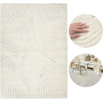 Koberec KOBEREC DO OBÝVACÍHO POKOJE 120x170 CM BOHO DVOUÚROVŇOVÝ 3D MÓDNÍ SVĚTLÝ DEKORATIVNÍ