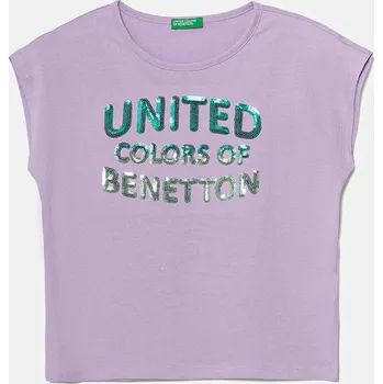 Dětské bavlněné tričko United Colors of Benetton 3I1XC10P1.G.Seasonal fialová 04X, vel. 122