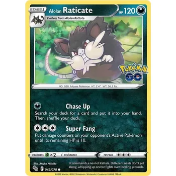 Karetní hra Alolan Raticate 042/078 - Pokémon GO Typ karty: Reverse Holo