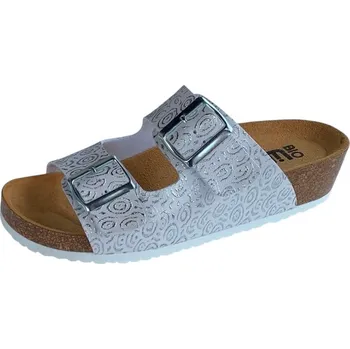 Dámské pantofle Bio Life Greta zdravotní pantofle na klínu bílá stříbrný vzor Barva: Bílá, Velikost: 40