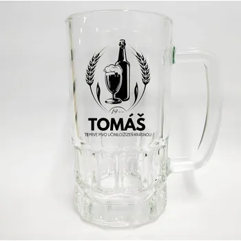 Sklenice Skleněný půllitr se jménem Tomáš v1