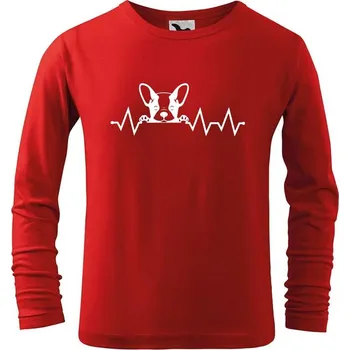 Dětská móda DOBRÝ TRIKO Dětské bavlněné triko s potiskem Tep buldoček Velikost: 122/6 let, Barva: Červená