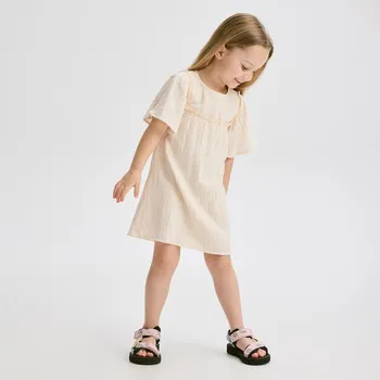 Dívčí šaty Reserved - Mušelínové šaty s výšivkou - tělová - 260DA-02X - 260DA-02X-110