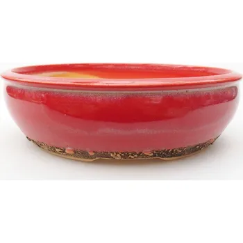 Květináč Keramická bonsai miska 19 x 19 x 5,5 cm červená