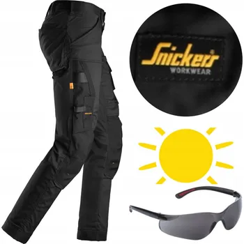 Sluneční brýle Pracovní kalhoty SNICKERS Stretch AllroundWork 6341 + brýle Černé 46