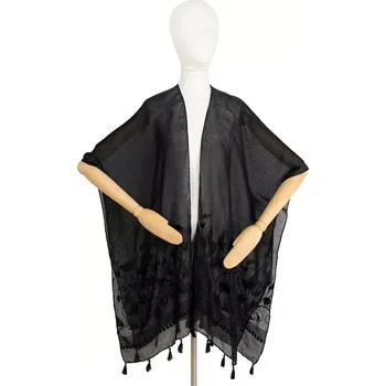 Dámská tunika ArtOfPolo pončo na plavky Pareo Lucciola Černé