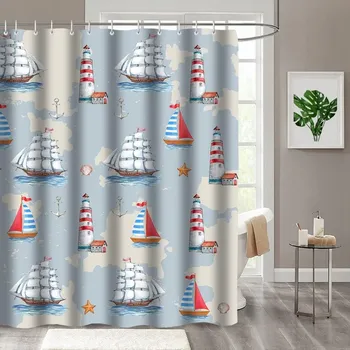 Sprchový závěs Závěs do sprchy textilní 180x180 cm | Koupelnový závěs + Háčky