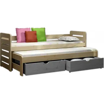 Dětská postel Postel WOOD-V011 s výsuvným lůžkem 200x90 cm a úložným prostorem