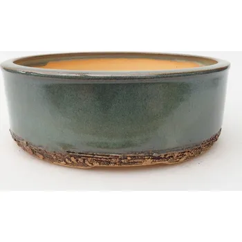 Květináč Keramická bonsai miska 17 x 17 x 6 cm zelená