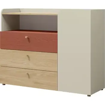 Dětský pokoj Komoda Yuva R9 béžová/dub/korál - SLEVA 3% s kodem radost25