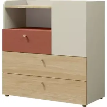 Dětský pokoj Komoda Yuva R10 béžová/dub/korál - SLEVA 3% s kodem radost25