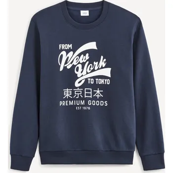 Pánská mikina Celio Mikina s potiskem Beprice 1105822 Tmavě modrá S