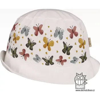 Čepice Dětský letní bavlněný klobouk Dráče Mallorca - vzor 26 - bílá - motýlci