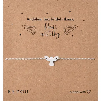 Náramek Dárková karta pro paní učitelku a náramek Andílek ocelový