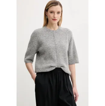 Dámský svetr Vlněný kardigan Samsoe Samsoe SAANOURA šedá barva, F25200115 90X, vel. L