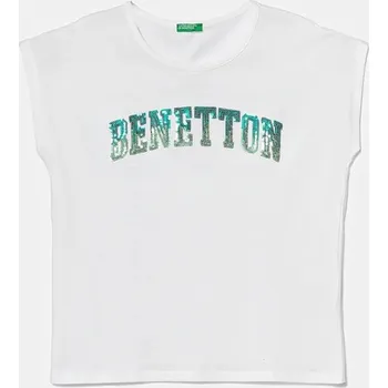 Chlapecké tričko Dětské bavlněné tričko United Colors of Benetton 3I1XC10P1.G.Seasonal bílá 00X, vel. 130