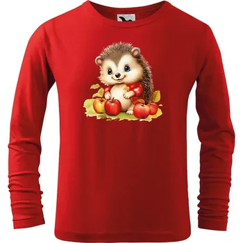 Chlapecké tričko DOBRÝ TRIKO Dětské bavlněné triko Ježek s jablky Velikost: 158/12 let, Barva: Červená