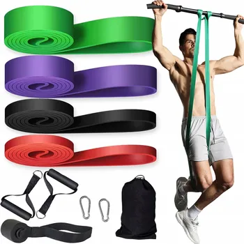 Odporové Gumy Silné pro Cvičení Fitness Sada 4 Gumy Popruhy Vak Rukojeti