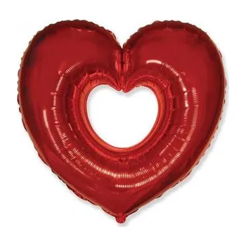 Balónek Foliový balonek srdce červené s otvorem 60 cm - Nebalený