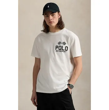 Pánské tričko Bavlněné tričko Polo Ralph Lauren Sscnclsm1 Short Sleeve 710972611 bílá 00A, vel. M