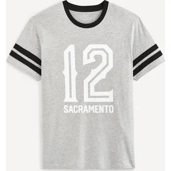 Pánské tričko Celio Tričko Velino s potiskem 1101888 Šedá S