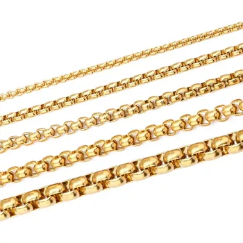 Šperk Řetízek z chirurgické oceli Wheels - 2-4 mm / 40-90cm Zlatý - Průměr ø 3 mm, Délka 75 cm