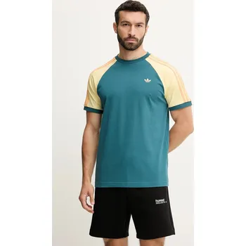 Pánské tričko Bavlněné tričko adidas Originals Cali Tee pánské, tyrkysová barva, KC4961 69X, vel. S