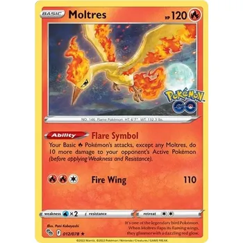Sběratelská karetní hra Moltres 012/078 - Pokémon GO Typ karty: Holo