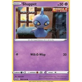 Volný čas Pokémon CRE 062/198 Shuppet - Chilling Reign Stav: Near Mint, Verze: REVERSE HOLO